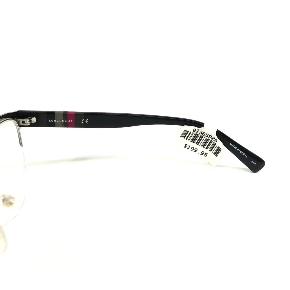 Longchamp Eyeglasses Frames LO2110 001 Black Round Half Rim 53-17-140